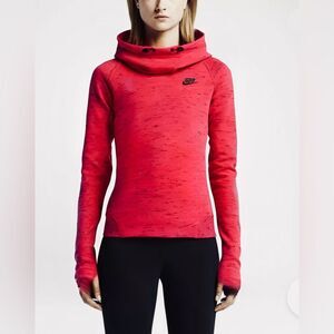 NIKE TECH RED FLEECE FUNNEL NECK HOODIE